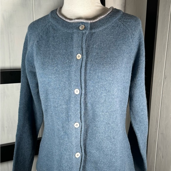 IrelandsEye Blue KILLINEY Wool & Cashmere Cardigan, Size Medium, New With Tags - Picture 5 of 11